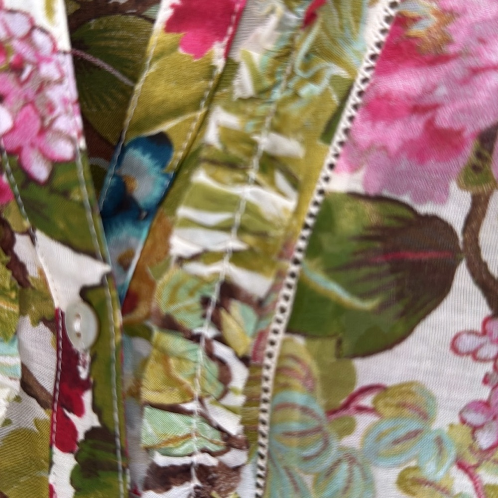 Vintage Zara Woman Sheer Floral Cotton and Silk Blend Button Down Blouse - Lg - Picture 10 of 11